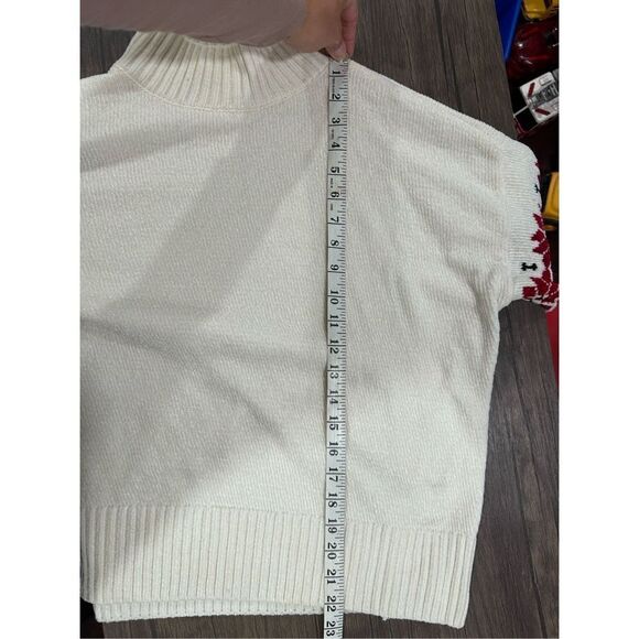 Christian Siriano White Christmas Argyle turtle Neck Ribbed Cuff Sweater Size L - Picture 10 of 13